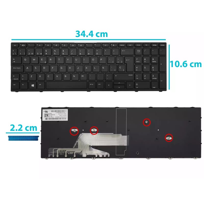 Touche Clavier HP Probook 450 G5/G6 – De Rechange, Une Seule Pièce